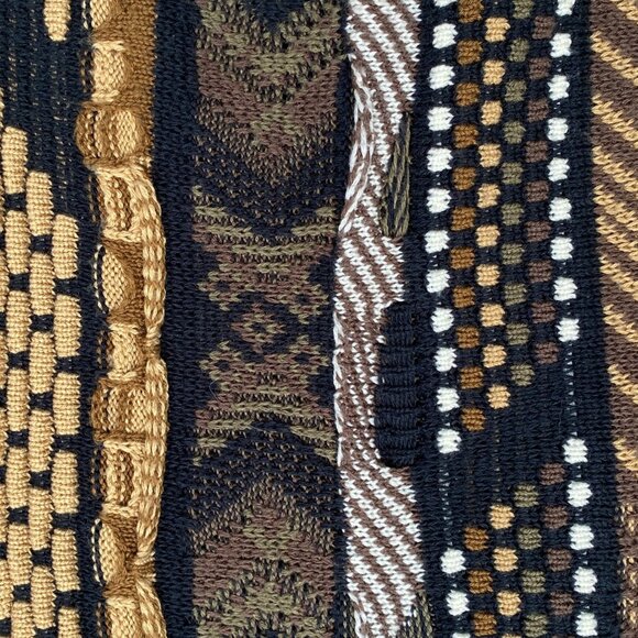 Vintage Protege Collection Stripe Coogi Style Sweater Brown 90s 3D Funky Knit-XL - Picture 10 of 14